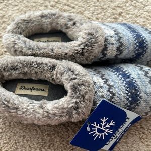 Dearfoams house slippers no sweat comfort faux fur memory foam sz 5-6 NWT